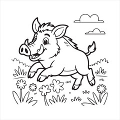 Fototapeta premium Wild Boar Silhouette Vector Illustration,Angry Wild Hog Black Silhouette Design,Boar Logo Design in Black Vector Style,Fierce Wild Pig Animal Vector Outline,Strong Wild Boar Animal Vector Icon