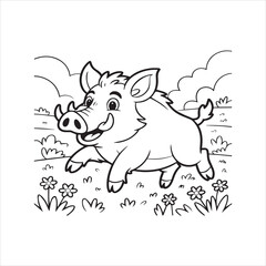 Wild Boar Silhouette Vector Illustration,Angry Wild Hog Black Silhouette Design,Boar Logo Design in Black Vector Style,Fierce Wild Pig Animal Vector Outline,Strong Wild Boar Animal Vector Icon