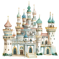 Fototapeta premium Royal Palaces, watercolor clipart vector, isolated on a white background.