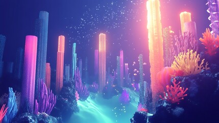 Neon Reef: Underwater Cityscape