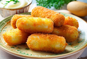 Fried potato croquettes, also called panzarotti in Naples, typical of Neapolitan and southern italian cuisine.They are prepared with boiled potatoes, eggs, parsley and pepper