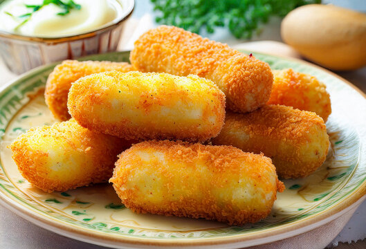 Fried potato croquettes, also called panzarotti in Naples, typical of Neapolitan and southern italian cuisine.They are prepared with boiled potatoes, eggs, parsley and pepper