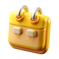 3d rendered yellow calendar icon with silver handles and simple creamy rectangle details