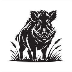Wild Boar Cartoon Vector Illustration,Funny Running Wild Boar Outline Drawing,Black and White Wild Boar Animal Clipart,Vector Boar Character in Running Pose,Hand Drawn Wild Pig Line Art for Kids