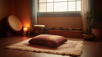Tranquil Therapy Room with Soft Textures and Calming Sound Elements