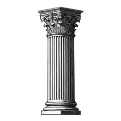 Obraz premium Illustration of White Stone Classical Architectural Column Against Black
