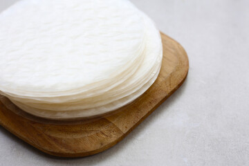 Stacked round sheets of Vietnamese rice paper