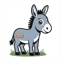 Cartoon Donkey Side View Vector Illustration,Farm Animal Donkey Clipart in Vector Style,Standing Donkey Animal Vector Design,Cute Donkey Animal Vector Art,Domestic Donkey Full Body Cartoon Vector