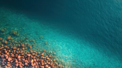 Aerial View of Peaceful Shallow Turquoise Ocean Waters
