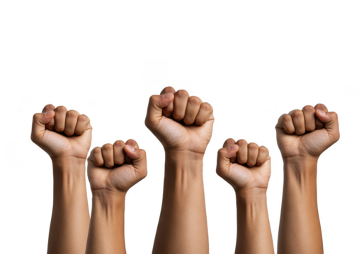 Illustration Raised Fists Gesture of Group Hands in Protest Power Unity