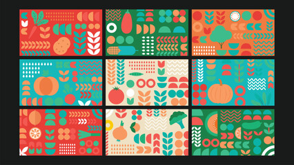 Vegetable harvest background Set