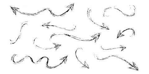 Vector hand brush stroke texture doodle elements arrow