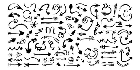 Vector hand brush stroke texture doodle elements arrow