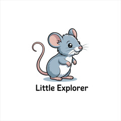 Cute Cartoon Mouse Vector Illustration,Funny Gray Mouse Clipart for Kids,Mouse Character in Flat Design Style,Simple Mouse Icon Vector for Children,Cartoon Rodent Animal Graphic,Adorable Mouse with 