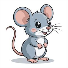 Cute Cartoon Mouse Vector Illustration,Funny Gray Mouse Clipart for Kids,Mouse Character in Flat Design Style,Simple Mouse Icon Vector for Children,Cartoon Rodent Animal Graphic,Adorable Mouse with 
