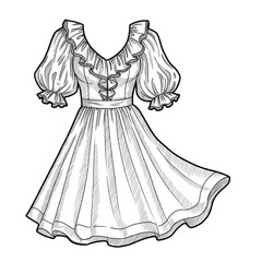 Obraz premium Illustration White Ruffled Dress Clothing in Transparent Background Fashion