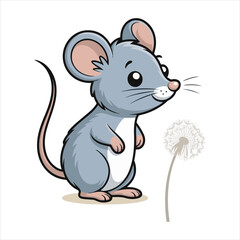 Cute Cartoon Mouse Vector Illustration,Funny Gray Mouse Clipart for Kids,Mouse Character in Flat Design Style,Simple Mouse Icon Vector for Children,Cartoon Rodent Animal Graphic,Adorable Mouse with 