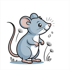 Cute Cartoon Mouse Vector Illustration,Funny Gray Mouse Clipart for Kids,Mouse Character in Flat Design Style,Simple Mouse Icon Vector for Children,Cartoon Rodent Animal Graphic,Adorable Mouse with 