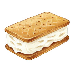 Illustration Smores with Graham Cracker and Marshmallow Sandwich Dessert