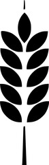 Minimalist black silhouette illustration of an ear of wheat or barley vector illustration