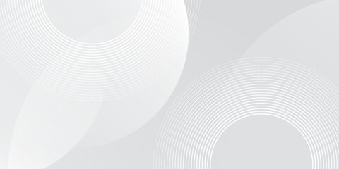 Abstract white glowing geometric lines on gray background. Modern shiny blue circle lines pattern. Futuristic technology concept. Suit for cover, poster modern