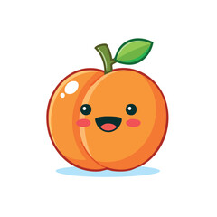 Vector of Cute Apricot with Bold Black Outline Happy Expression No Gradient Clean Style

