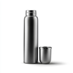 Black cosmetic or drink container on white background