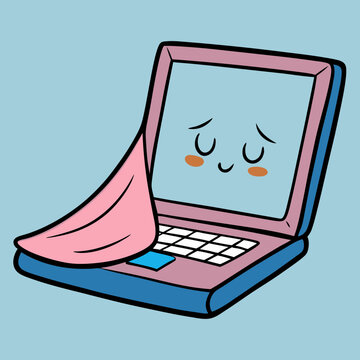 Laptop Sleeping with blanket