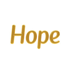 Isolated 3d Rendering Of Golden Hope Word On Transparent Background
