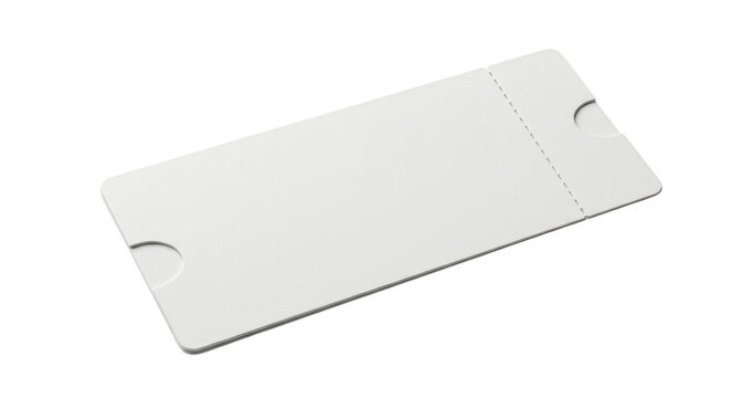 Isolated 3D Render Blank White Ticket Pass for Event Admission
