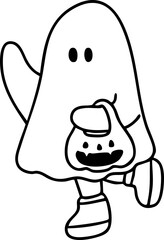 Obraz premium Cartoon, element, ghost in a cloak, autumn, Halloween, illustration, cute picture, hand-painted