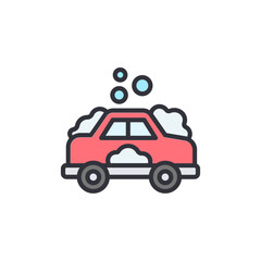 Fototapeta premium Vibrant Car Being Washed With Bubbles And Soap Illustration