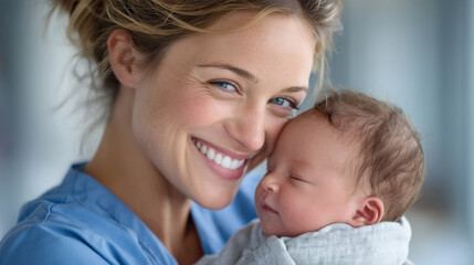 happy beautiful mother holding cute little baby