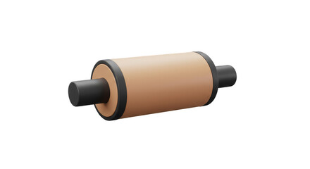 Isolated 3D Rendering of Beige Cylinder Round Metal Object Illustration