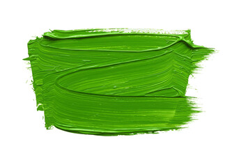 Isolated Abstract Green Brush Stroke Paint on Transparent Background