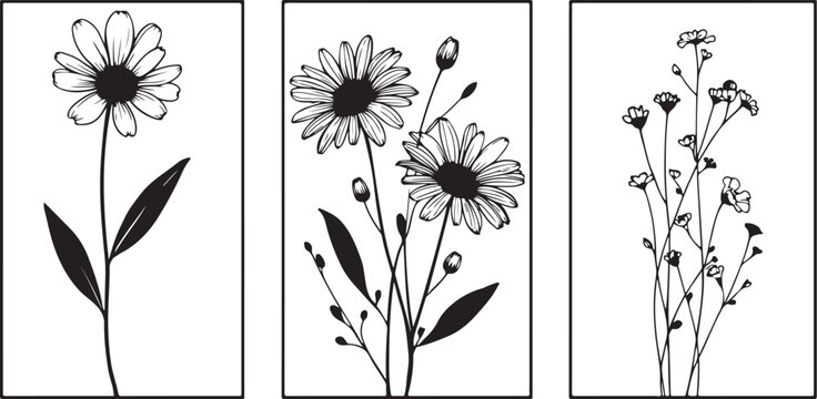 Set of vector floral elements, Set of hand drawn illustrations of birdsm, vintage, drawing, vector, sketch, illustration, landscape, house, tree, frame, design, old, set, pattern, architecture, flower