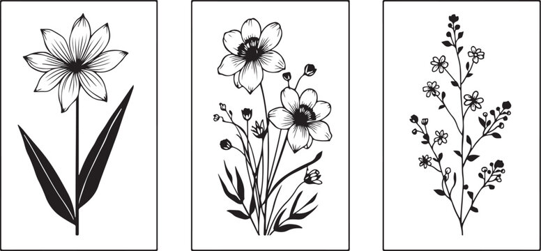 Set of vector floral elements, Set of hand drawn illustrations of birdsm, vintage, drawing, vector, sketch, illustration, landscape, house, tree, frame, design, old, set, pattern, architecture, flower