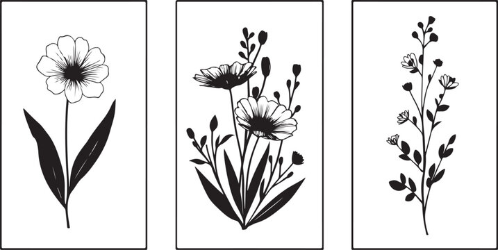 Set of vector floral elements, Set of hand drawn illustrations of birdsm, vintage, drawing, vector, sketch, illustration, landscape, house, tree, frame, design, old, set, pattern, architecture, flower