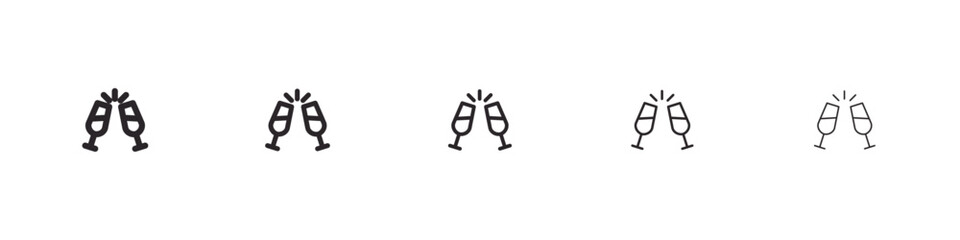 Champagne glass clinking icon simple illustration logo art