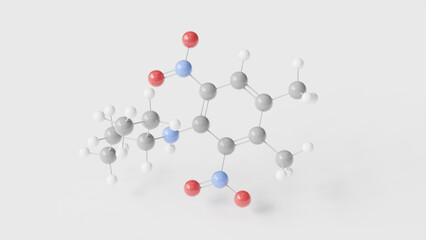 pendimethalin molecule 3d, molecular structure, ball and stick model, structural chemical formula herbicide