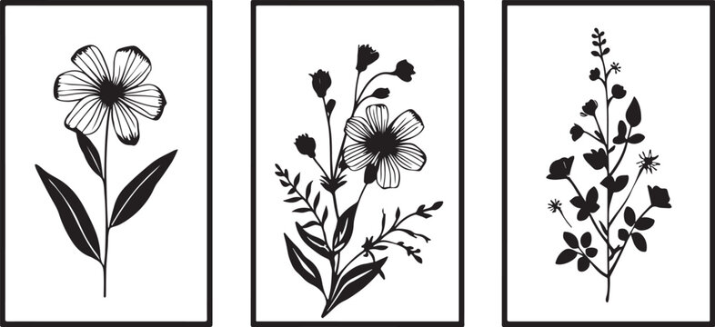 Set of vector floral elements, Set of hand drawn illustrations of birdsm, vintage, drawing, vector, sketch, illustration, landscape, house, tree, frame, design, old, set, pattern, architecture, flower