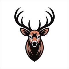 Deer Head Mascot Logo Vector Illustration,Wild Stag Head Vector Design for Branding,Aggressive Deer Logo in Vector Art Style,Modern Vector Deer Head with Antlers,Bold Deer Face Logo for Sports Team