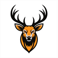 Deer Head Mascot Logo Vector Illustration,Wild Stag Head Vector Design for Branding,Aggressive Deer Logo in Vector Art Style,Modern Vector Deer Head with Antlers,Bold Deer Face Logo for Sports Team
