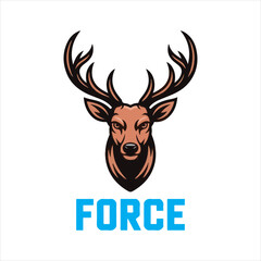 Deer Head Mascot Logo Vector Illustration,Wild Stag Head Vector Design for Branding,Aggressive Deer Logo in Vector Art Style,Modern Vector Deer Head with Antlers,Bold Deer Face Logo for Sports Team