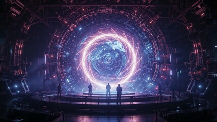 Ultra high-resolution digital illustration of the inside of a futuristic fusion reactor, glowing plasma contained by magnetic fields