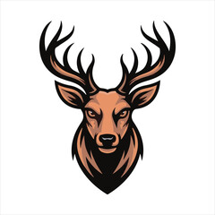 Deer Head Mascot Logo Vector Illustration,Wild Stag Head Vector Design for Branding,Aggressive Deer Logo in Vector Art Style,Modern Vector Deer Head with Antlers,Bold Deer Face Logo for Sports Team