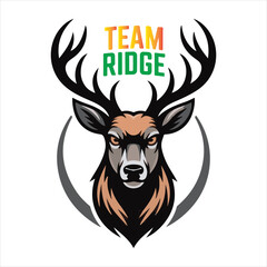 Deer Head Mascot Logo Vector Illustration,Wild Stag Head Vector Design for Branding,Aggressive Deer Logo in Vector Art Style,Modern Vector Deer Head with Antlers,Bold Deer Face Logo for Sports Team