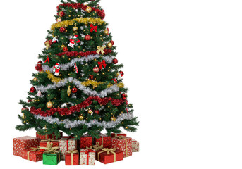 Isolated Christmas Tree with Gift Illustration Transparent Background