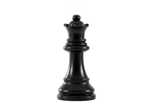 Isolated Black Chess Queen Piece Strategy On Transparent Background