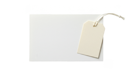 Isolated Blank White Price Tag with String for Presents on Transparent